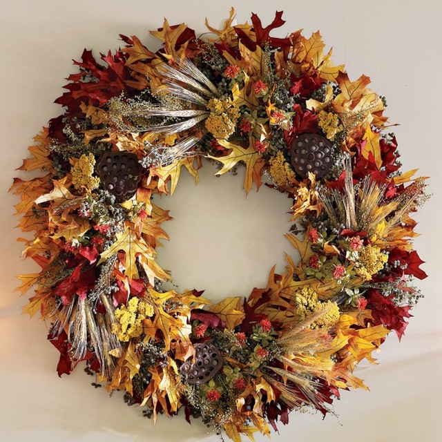 Fall Leaf Wreath Contemporary Wreaths And Garlands by WilliamsSonoma