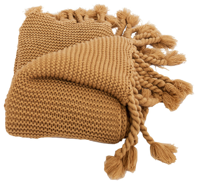 Europa Throw Blanket, Camel Transitional Throws by Woven Workz