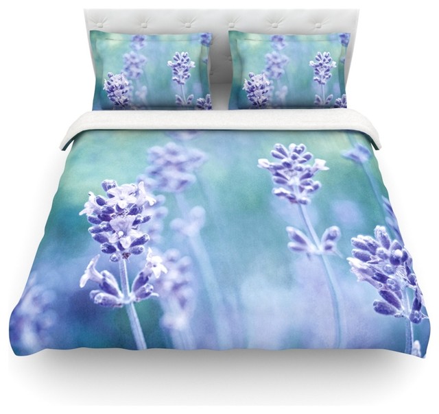 Iris Lehnhardt "Lavender Dream" Flower Purple Duvet Cover, Cotton, Twin