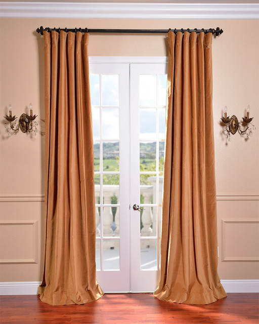 Old Gold Vintage Cotton Velvet Curtain Victorian Curtains by