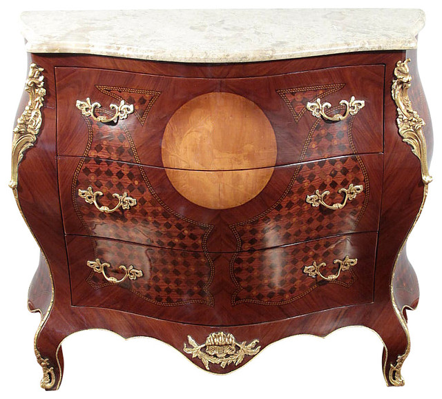 Mahogany Marble Top French Rococo Bombe Chest Accent Chests And