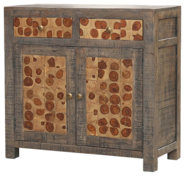 Rustic Solid Wood 2 Drawer Storage Cabinet Rustic Storage Cabinets