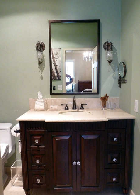 Furniture style vanity with crystal knobs
