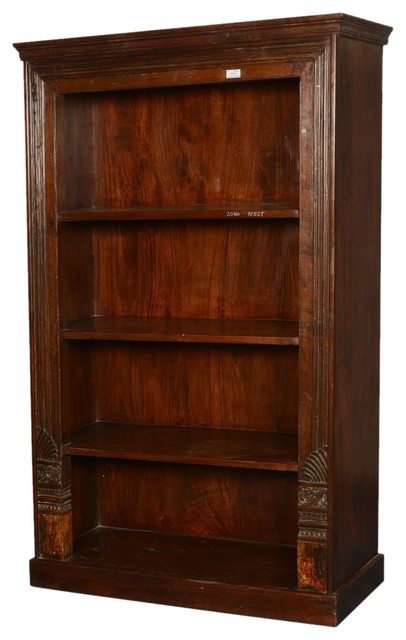 Lincoln Reclaimed Wood 79" Tall Hand Carved Open Book Case ...