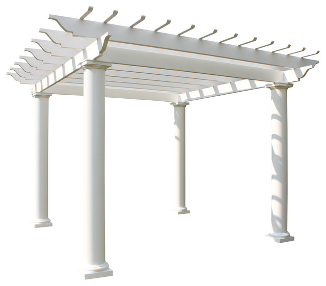 Fiberglass Pergola, Round Columns, 12'x12' transitionalpergolasarbors