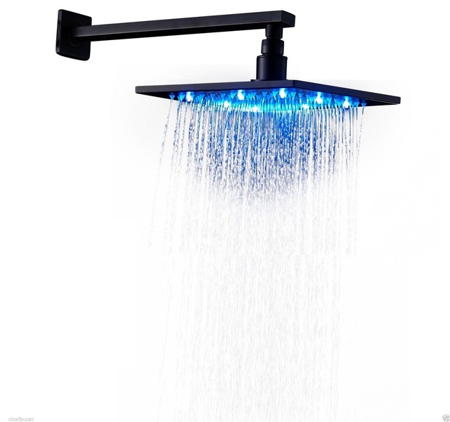 Juno 12" Oil Rubbed Bronze Square Color Changing LED Rain Shower Head