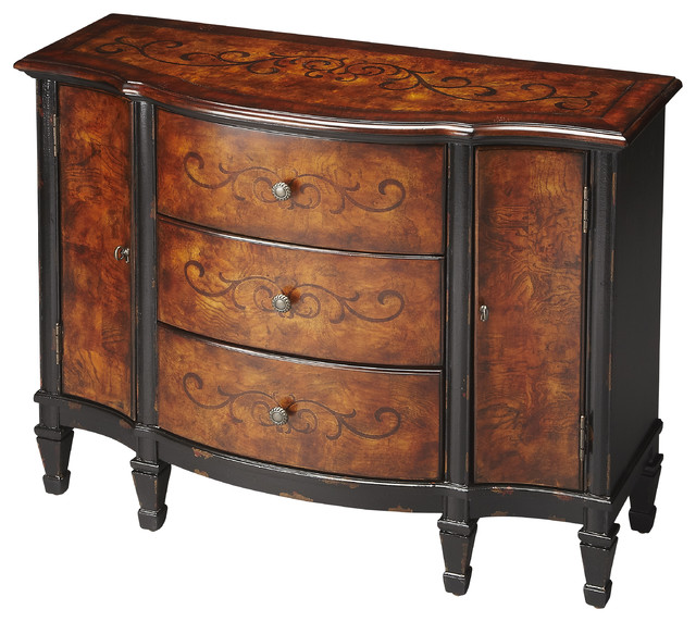 Sheffield Black & Tan Inlay Console Traditional Decorative
