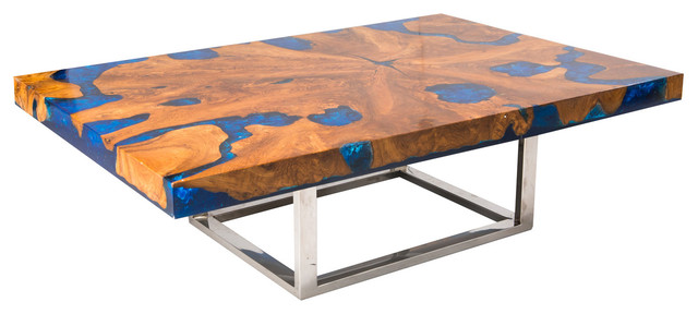 Blue Cracked Resin Coffee Table - Modern - Coffee Tables 