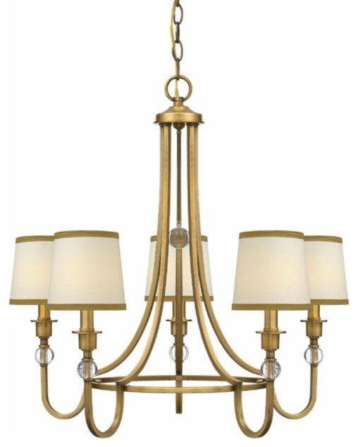 Traditional Gold And Fabric Shades Chandelier Contemporary