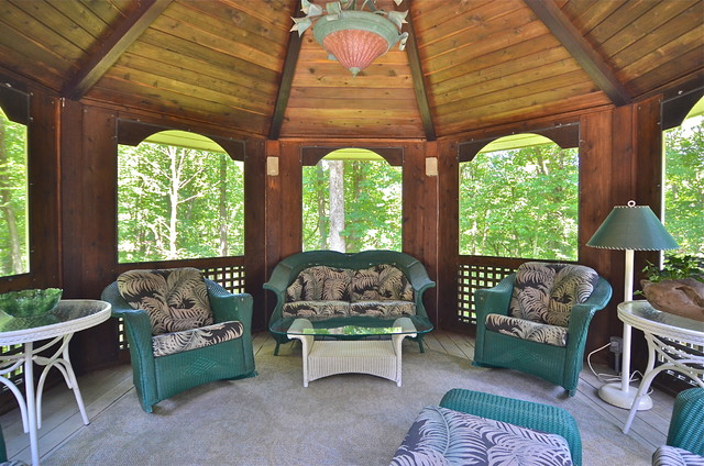 Eclectic Porch New York An Eclectic Lloyd Wright Prairie Style Estate In Mendham NJ eclectic-porch