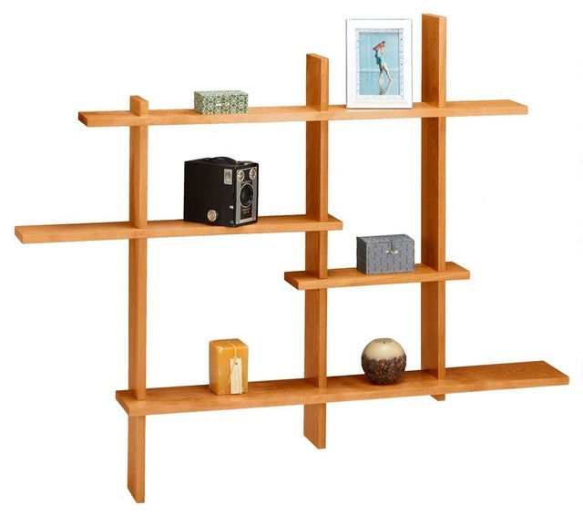 41 in. x 48.5 in. Deluxe Standard Display Shelf Light Brown Wood