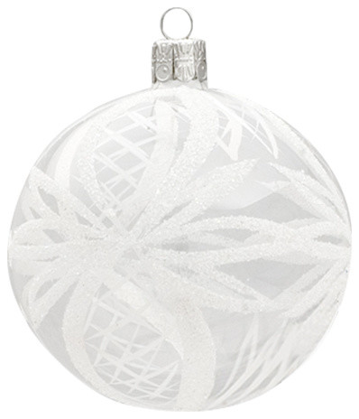 large glass ball ornament with white ribbons large glass ball ornament with white ribbons