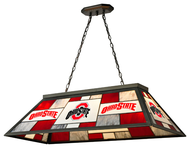 40'' Stained Glass Pool Table Lamp, Ohio State Craftsman Pool Table Lights by Imperial