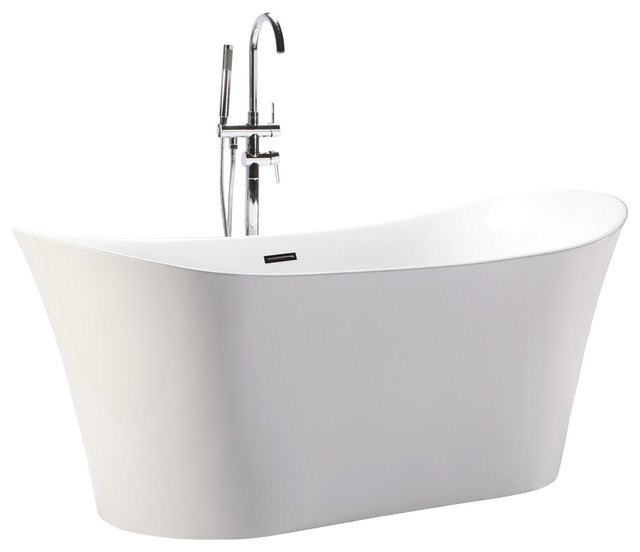 HelixBath Amathous Freestanding Acrylic Bathtub 67" White w/ Overflow