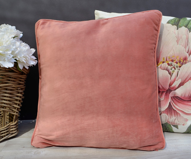 Peach Velvet Cushion Decorative Cushions sydney by French Knot