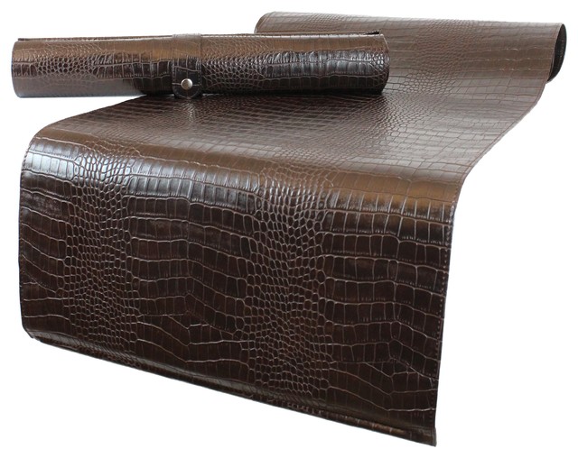 Tischläufer in Leder dunkelbraun, 150 x 40 cm, AP-174-A02 - Modern