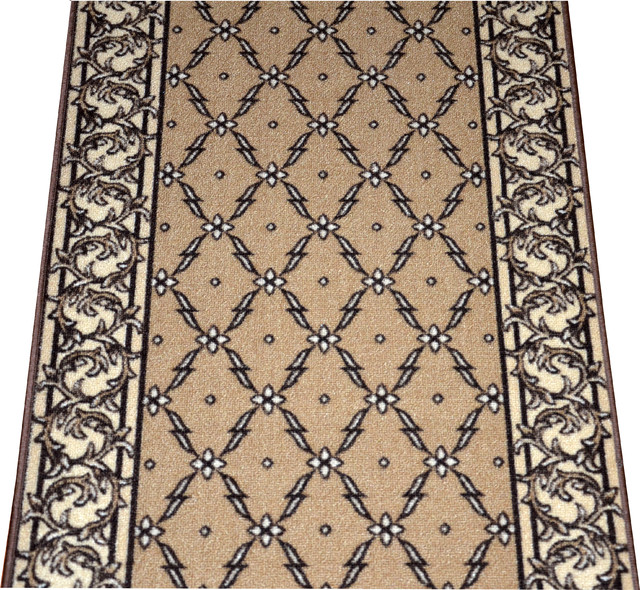 Dean Washable Carpet Rug Runner Trellis Beige Purchase By the
