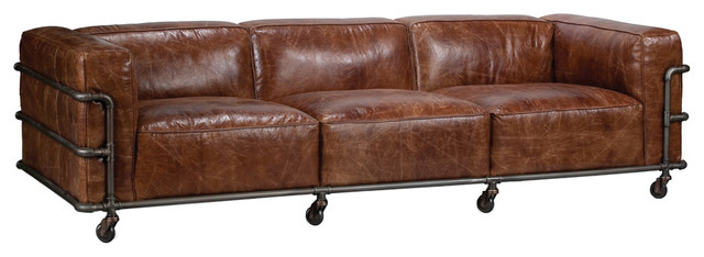industrial faux leather sofa