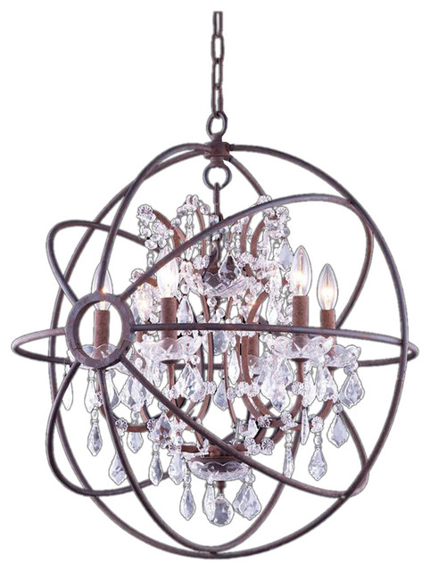 Foucaults Iron Orb Crystal Chandelier Rust Foucaults Iron Orb Crystal Chandelier Rust