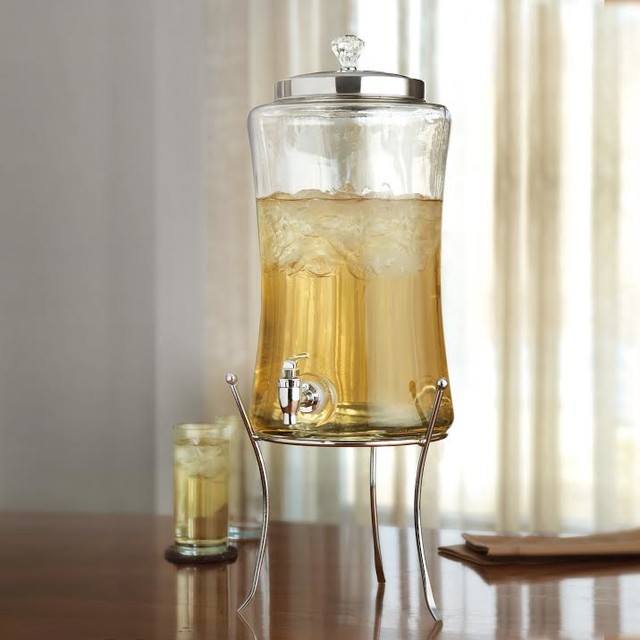 Diamond Glass Beverage Dispenser with Metal Stand Modern Beverage