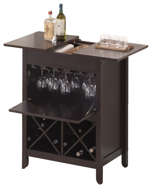 Baxton Studio Tuscany Brown Modern Dry Bar and Wine Transitional Wine And Bar