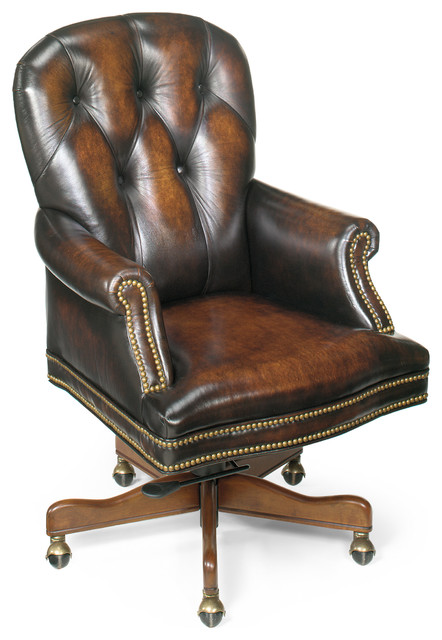 Hooker Seven Seas Distressed Brown Genuine Leather Swivel Office Chair