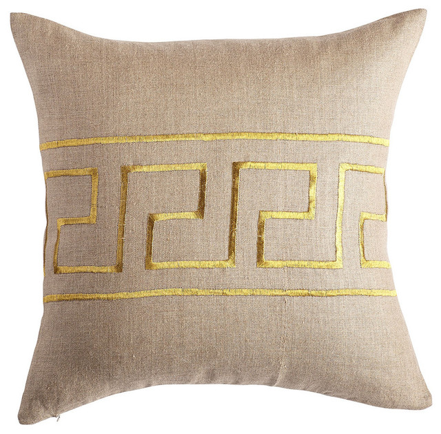 GOLD GREEK KEY PILLOW SQUARE NEW Midcentury Decorative Pillows