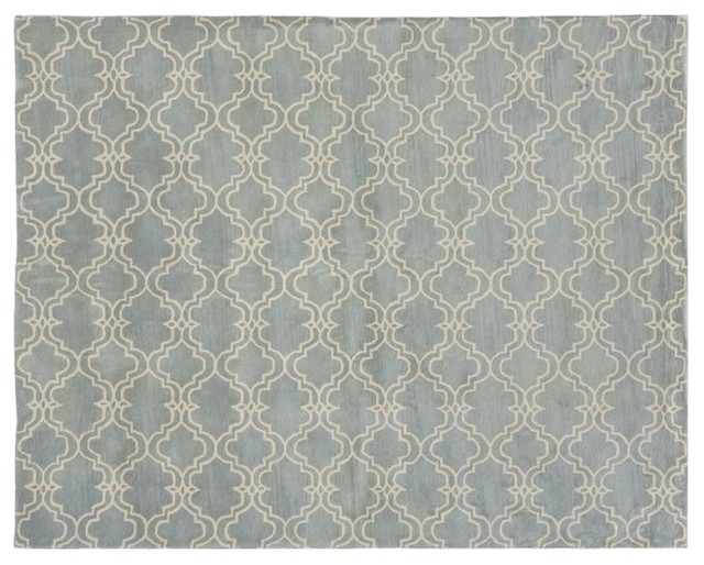 Scroll Tile Rug, Porcelain Blue Mediterranean Rugs by Pottery Barn