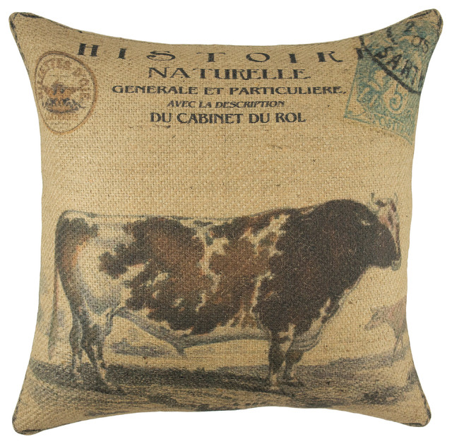 Cow Burlap Pillow - Farmhouse - Decorative Pillows - by TheWatsonShop
