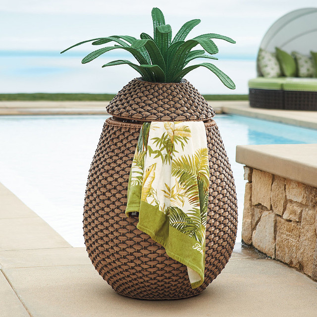 Pineapple Towel Hamper Contemporary Outdoor Decor by FRONTGATE