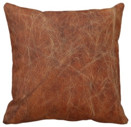 Southwest Leather Look Throw Pillow - Traditional - Decorative Cushions - other metro - by Zazzle UK