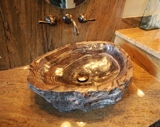 sinks bathroom vessel petrified wood