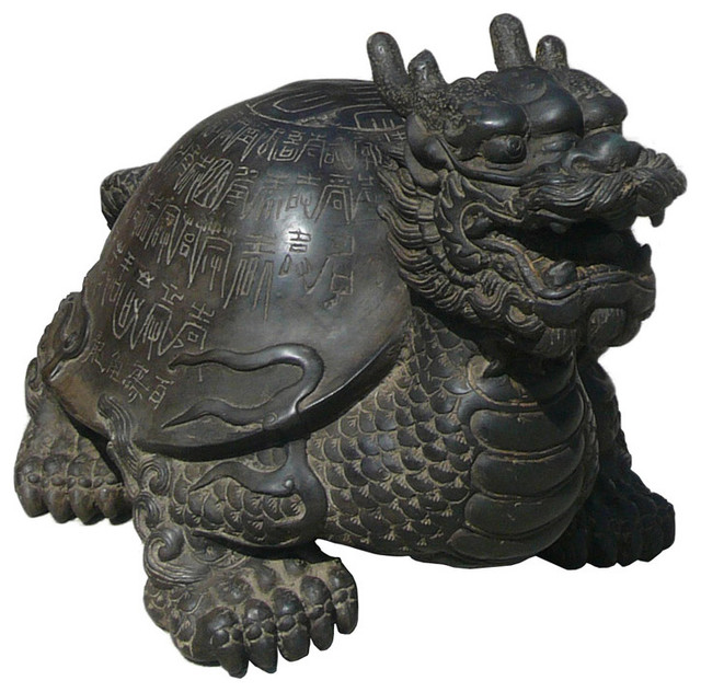 CHINESE FENG SHUI DRAGON TURTLE STATUE Asian Decorative Objects And
