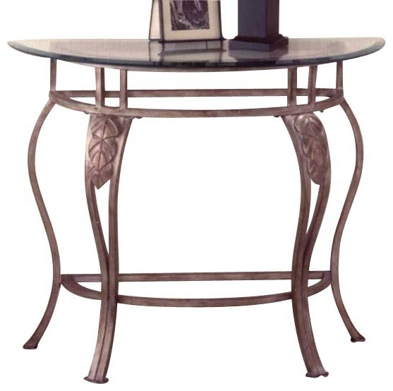 Hillsdale Bordeaux Half Moon Glass Console Table in Bronze Pewter