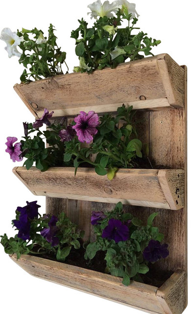 Urban Acres 3-Tier Wall Planter rustic-outdoor-pots-and-planters