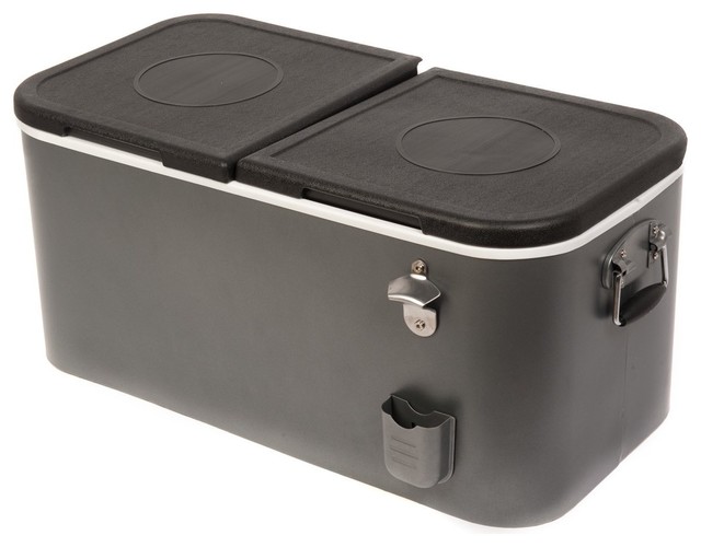 Hio 73 Qt Outdoor Patio Cooler Table On Wheels Rolling Cooler Red Contemporary Coolers And