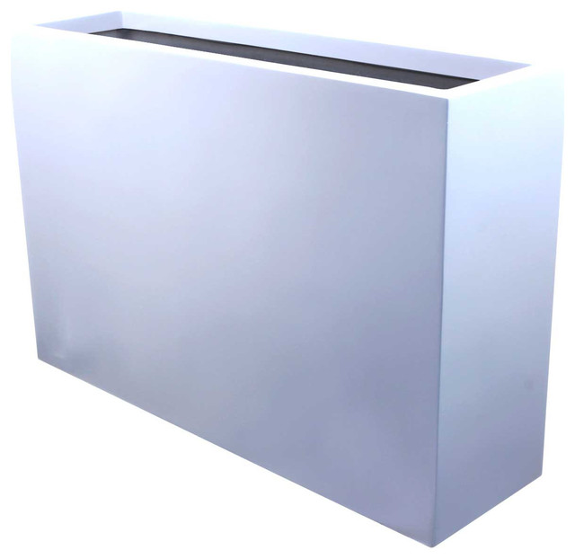 Amesbury Tall Narrow Fiberglass Planter Box, Bright White