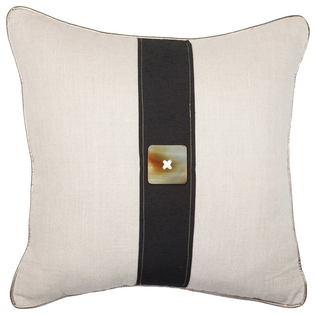 Bandhini Home Horn Button Linen Lounge Throw Pillow - Modern - Decorative Cushions - by Zinc Door