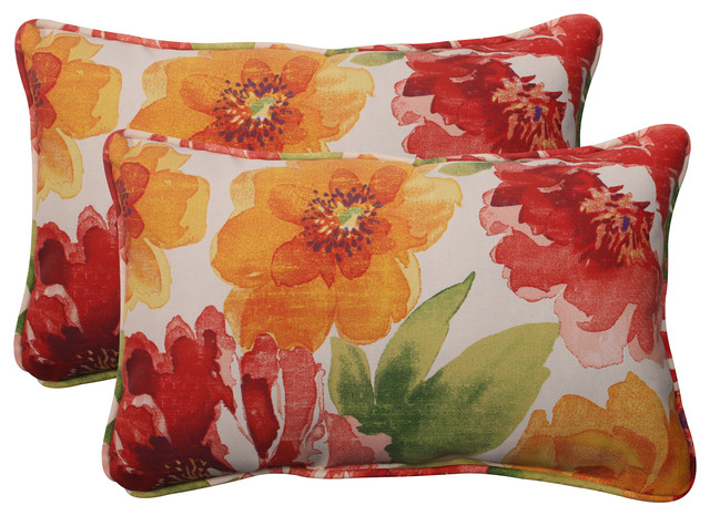 Primro Orange Rectangle Throw Pillow, Set of 2 - Traditional - Outdoor Cushions And Pillows - by ...