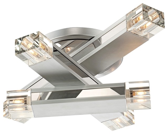 Possini Euro Design Three Stacked Rods Ceiling Light Fixture Contemporary Flushmount