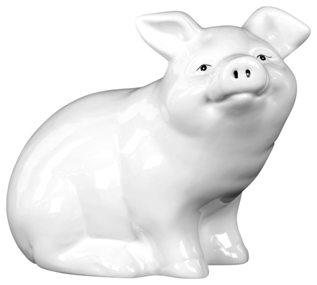 Ceramic Sitting Pig Figurine Farmhouse Decorative Objects And
