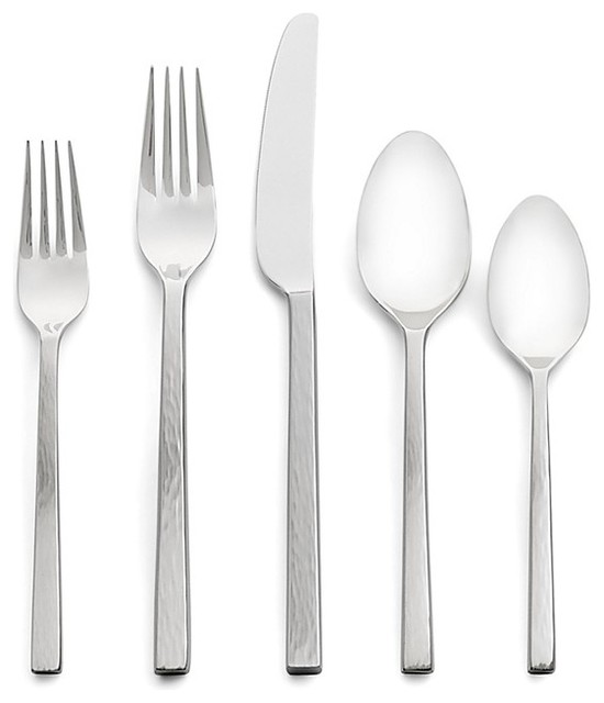 Vera Wang Hammered 18/10 Stainless Flatware, Set of 5 Modern