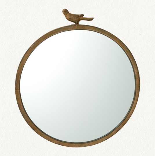 Antiqued Bird Mirror Traditional Wall Mirrors by Terrain