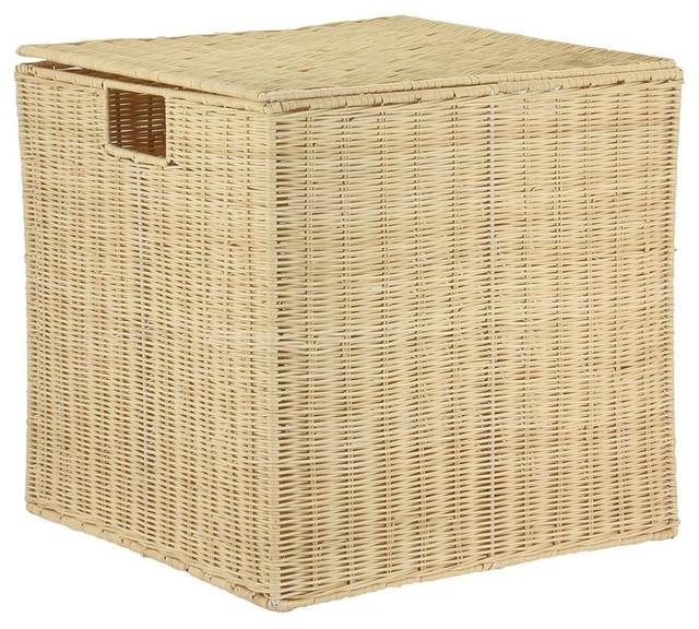 2Pc Rattan Nested Box With Lids Contemporary Storage Bins And
