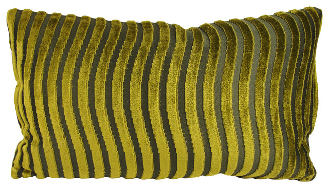 Green Velvet Lumbar Throw Pillow With Feather Down Insert - Modern - Decorative Pillows - by ...