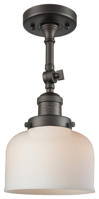 Innovations Large Bell 1 Light Dimmable LED Semi Flush Mount Rubbed