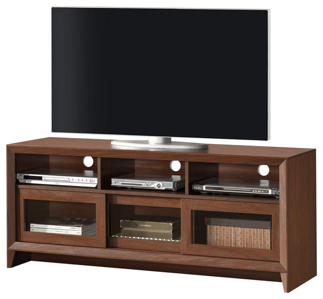 Techni Mobili Contemporary 65 Inch TV Stand in Hickory Transitional