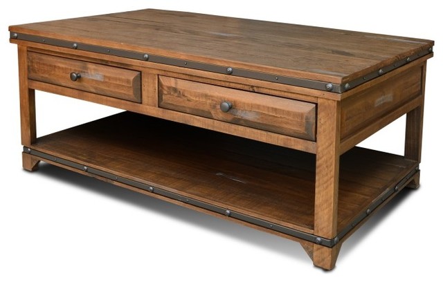 Rustic Coffee Tables With Drawers York Rustic Coffee Table With