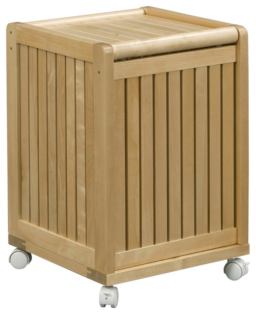 Abingdon Mobile Hamper With Lid, Blonde Modern Hampers by New