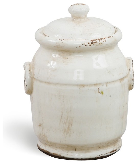 Antique White Olive Jar 9" Tall Mediterranean Vases san francisco